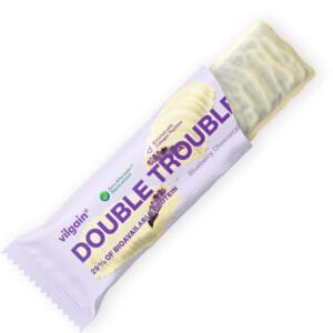 Vilgain Double Trouble Protein Bar ⁠–⁠ Proteinske ploščice, sladkane s stevio - Borovnica Cheescake, 5 ploščic